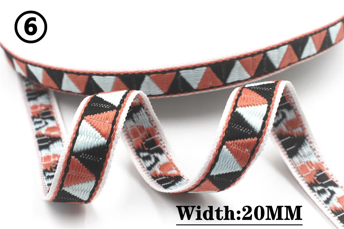 HOT 5 Yards 2CM Vintage Ethnic Jacquard Embroidery Ribbon Boho Lace Trim DIY Clothes Bag Accessories Custom