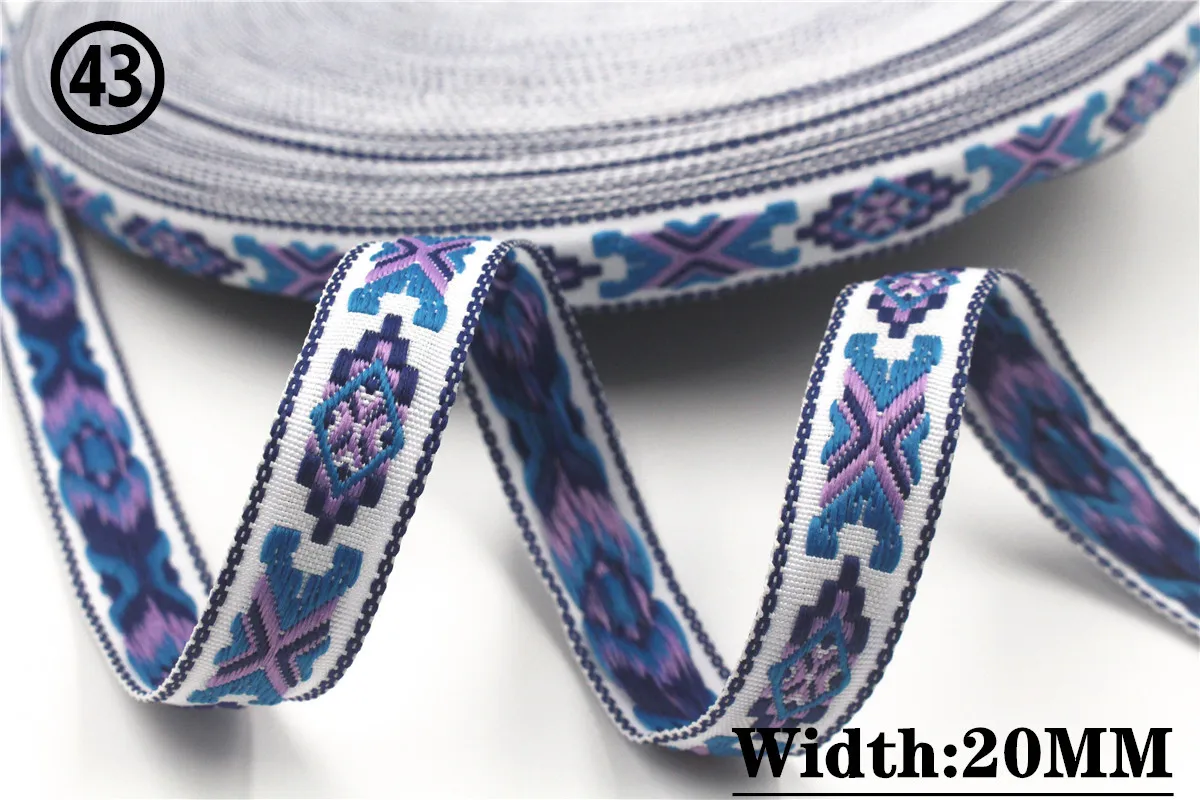 HOT 5 Yards 2CM Vintage Ethnic Jacquard Embroidery Ribbon Boho Lace Trim DIY Clothes Bag Accessories Custom