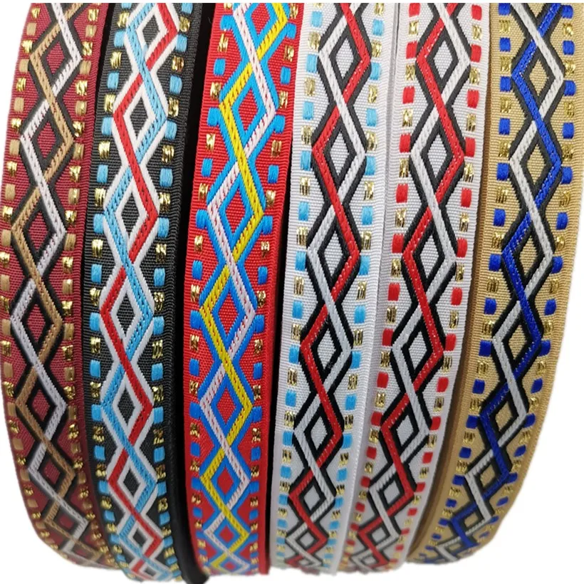 HOT 5 Yards 2CM Vintage Ethnic Jacquard Embroidery Ribbon Boho Lace Trim DIY Clothes Bag Accessories Custom