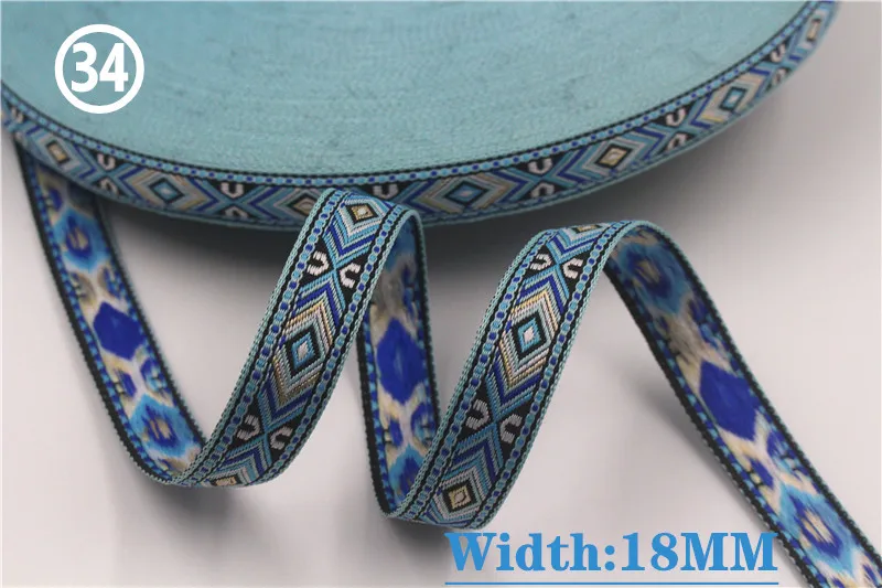 HOT 5 Yards 2CM Vintage Ethnic Jacquard Embroidery Ribbon Boho Lace Trim DIY Clothes Bag Accessories Custom