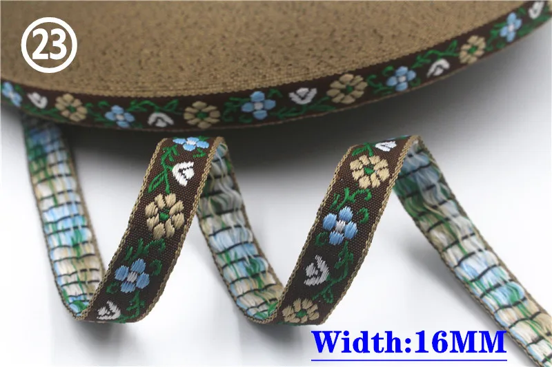 HOT 5 Yards 2CM Vintage Ethnic Jacquard Embroidery Ribbon Boho Lace Trim DIY Clothes Bag Accessories Custom