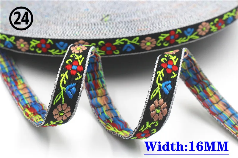 HOT 5 Yards 2CM Vintage Ethnic Jacquard Embroidery Ribbon Boho Lace Trim DIY Clothes Bag Accessories Custom