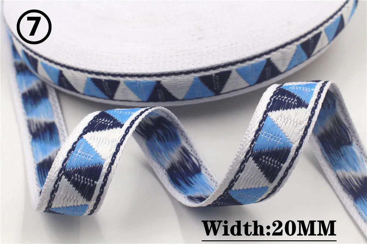 HOT 5 Yards 2CM Vintage Ethnic Jacquard Embroidery Ribbon Boho Lace Trim DIY Clothes Bag Accessories Custom