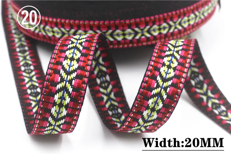 HOT 5 Yards 2CM Vintage Ethnic Jacquard Embroidery Ribbon Boho Lace Trim DIY Clothes Bag Accessories Custom