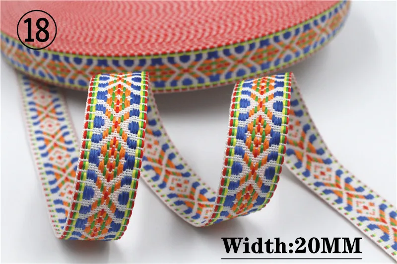 HOT 5 Yards 2CM Vintage Ethnic Jacquard Embroidery Ribbon Boho Lace Trim DIY Clothes Bag Accessories Custom