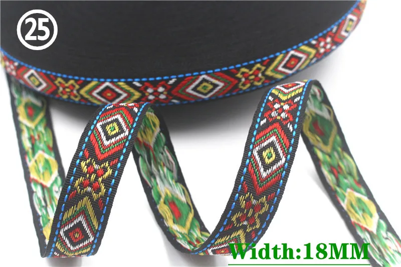 HOT 5 Yards 2CM Vintage Ethnic Jacquard Embroidery Ribbon Boho Lace Trim DIY Clothes Bag Accessories Custom