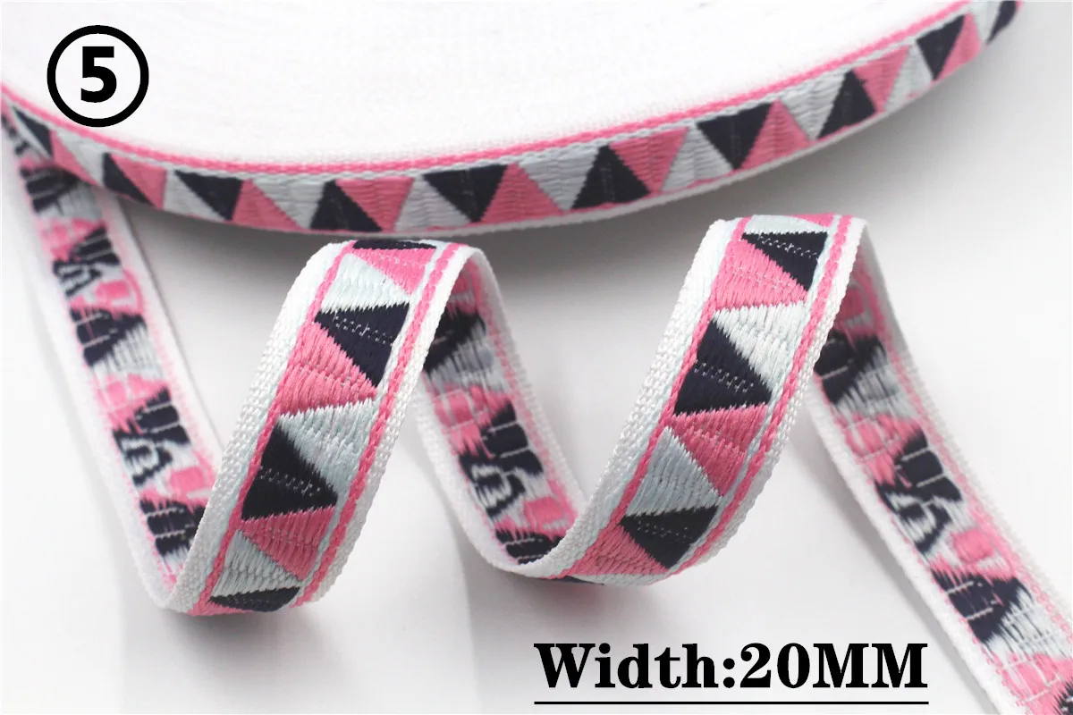 HOT 5 Yards 2CM Vintage Ethnic Jacquard Embroidery Ribbon Boho Lace Trim DIY Clothes Bag Accessories Custom