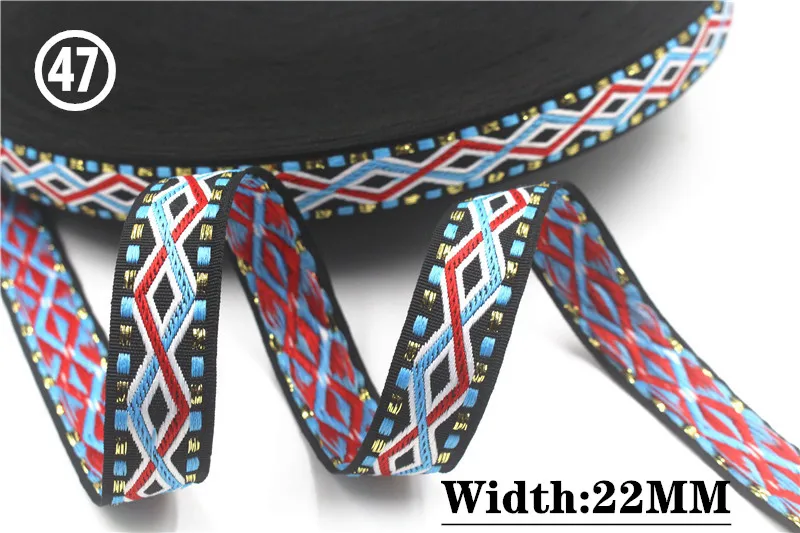 HOT 5 Yards 2CM Vintage Ethnic Jacquard Embroidery Ribbon Boho Lace Trim DIY Clothes Bag Accessories Custom