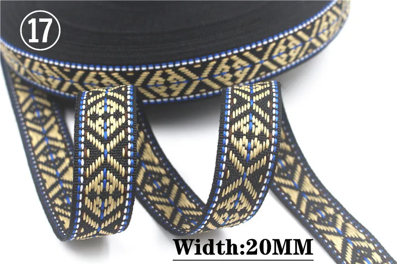 HOT 5 Yards 2CM Vintage Ethnic Jacquard Embroidery Ribbon Boho Lace Trim DIY Clothes Bag Accessories Custom