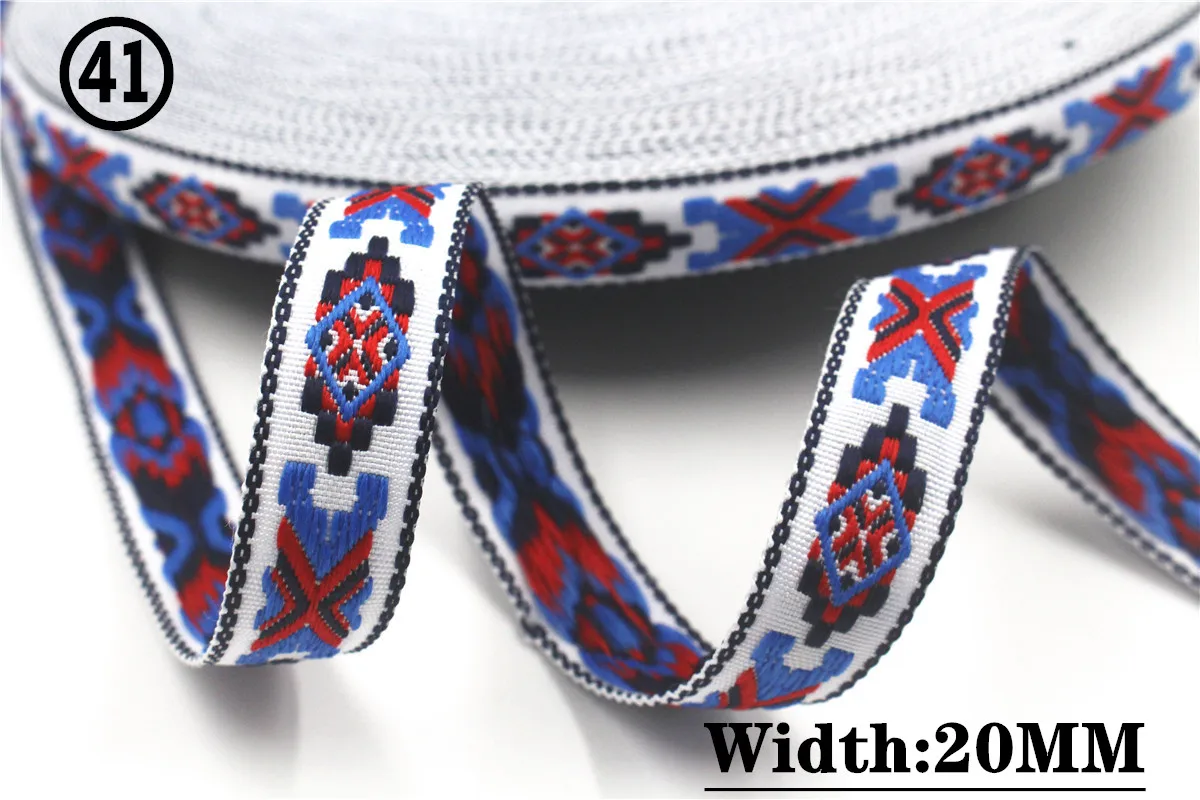 HOT 5 Yards 2CM Vintage Ethnic Jacquard Embroidery Ribbon Boho Lace Trim DIY Clothes Bag Accessories Custom
