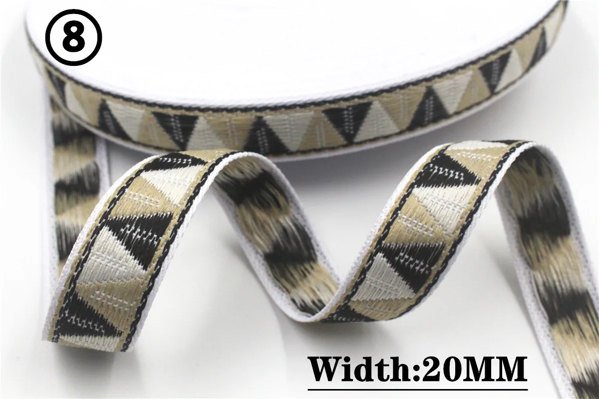 HOT 5 Yards 2CM Vintage Ethnic Jacquard Embroidery Ribbon Boho Lace Trim DIY Clothes Bag Accessories Custom