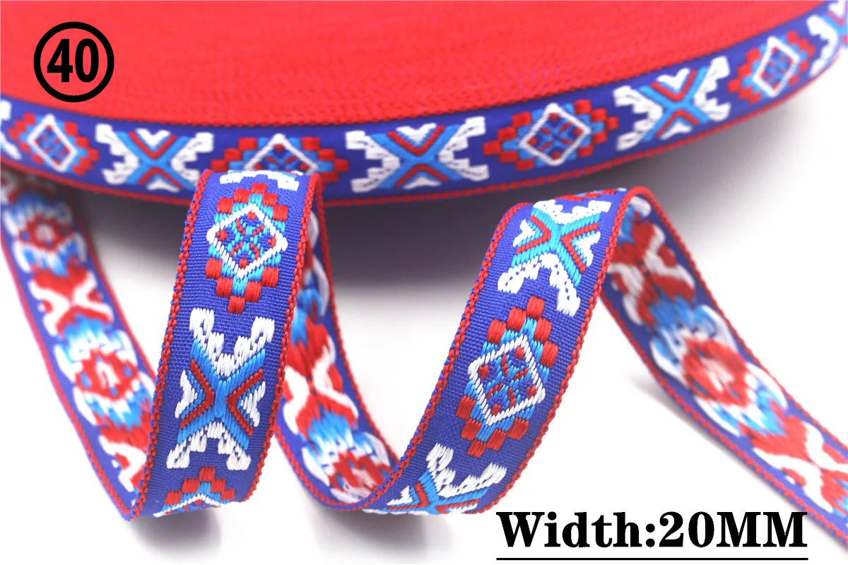 HOT 5 Yards 2CM Vintage Ethnic Jacquard Embroidery Ribbon Boho Lace Trim DIY Clothes Bag Accessories Custom