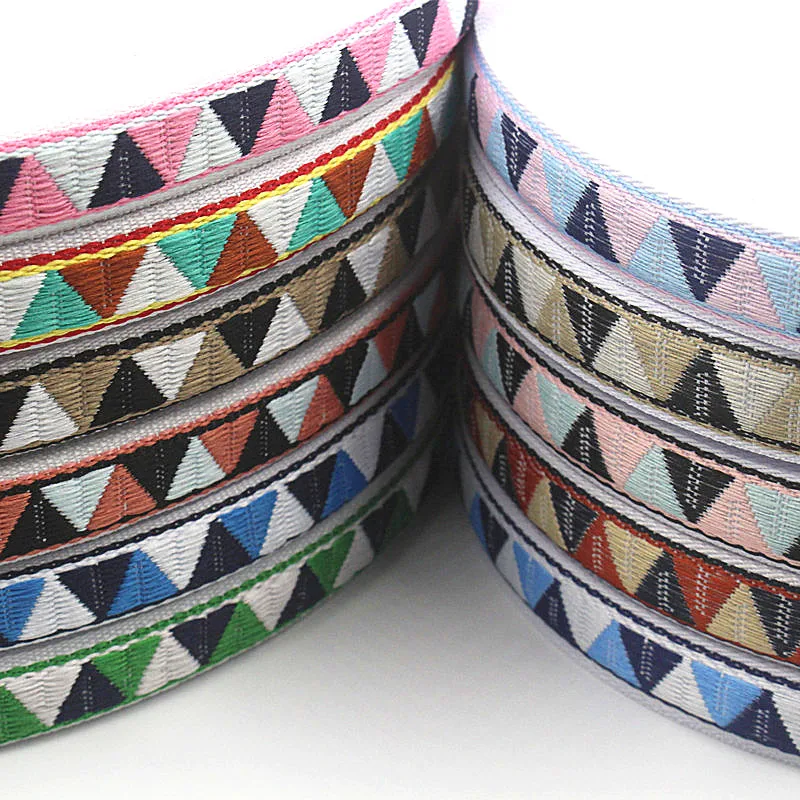 HOT 5 Yards 2CM Vintage Ethnic Jacquard Embroidery Ribbon Boho Lace Trim DIY Clothes Bag Accessories Custom