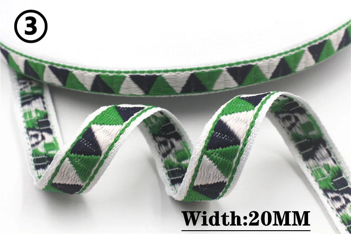 HOT 5 Yards 2CM Vintage Ethnic Jacquard Embroidery Ribbon Boho Lace Trim DIY Clothes Bag Accessories Custom