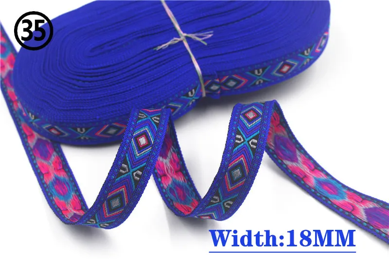 HOT 5 Yards 2CM Vintage Ethnic Jacquard Embroidery Ribbon Boho Lace Trim DIY Clothes Bag Accessories Custom