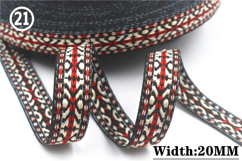 HOT 5 Yards 2CM Vintage Ethnic Jacquard Embroidery Ribbon Boho Lace Trim DIY Clothes Bag Accessories Custom