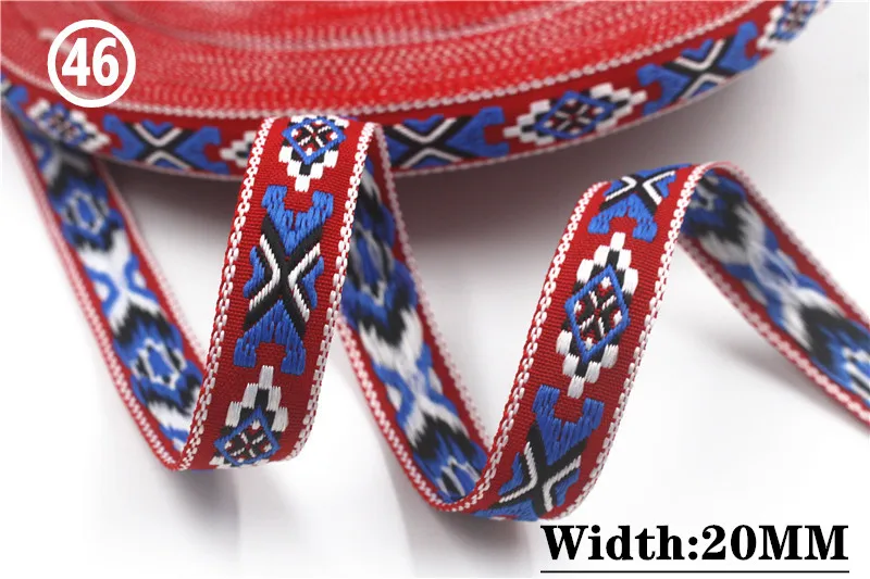 HOT 5 Yards 2CM Vintage Ethnic Jacquard Embroidery Ribbon Boho Lace Trim DIY Clothes Bag Accessories Custom