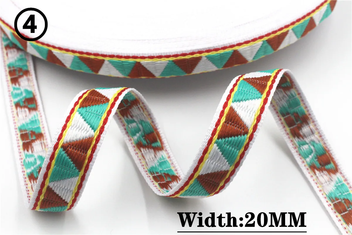 HOT 5 Yards 2CM Vintage Ethnic Jacquard Embroidery Ribbon Boho Lace Trim DIY Clothes Bag Accessories Custom
