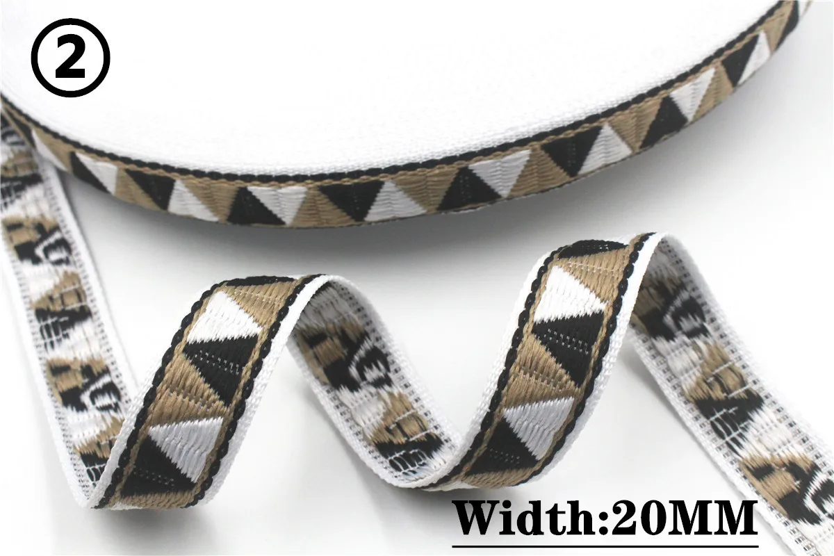HOT 5 Yards 2CM Vintage Ethnic Jacquard Embroidery Ribbon Boho Lace Trim DIY Clothes Bag Accessories Custom