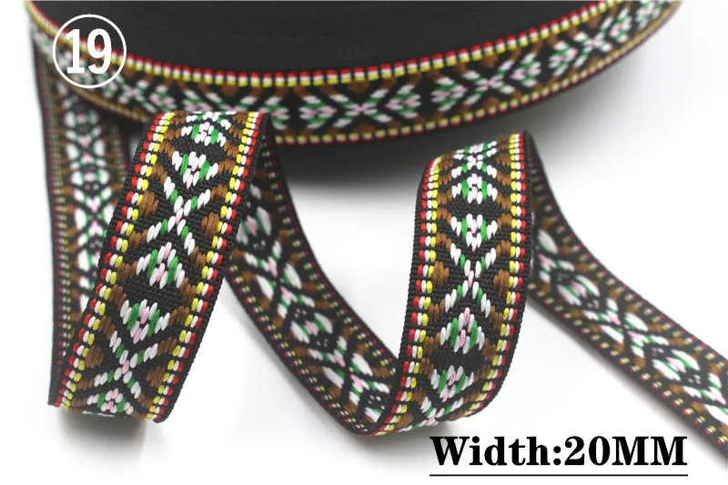 HOT 5 Yards 2CM Vintage Ethnic Jacquard Embroidery Ribbon Boho Lace Trim DIY Clothes Bag Accessories Custom