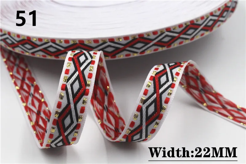 HOT 5 Yards 2CM Vintage Ethnic Jacquard Embroidery Ribbon Boho Lace Trim DIY Clothes Bag Accessories Custom