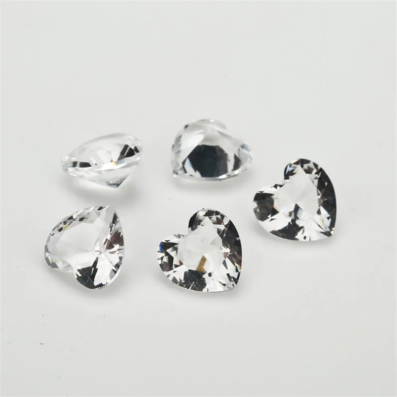 Size 3x3~12x12mm Heart Shape Loose Glass Stone Synthetic Gems Rose Red Sea Blue Green White Black Garnet