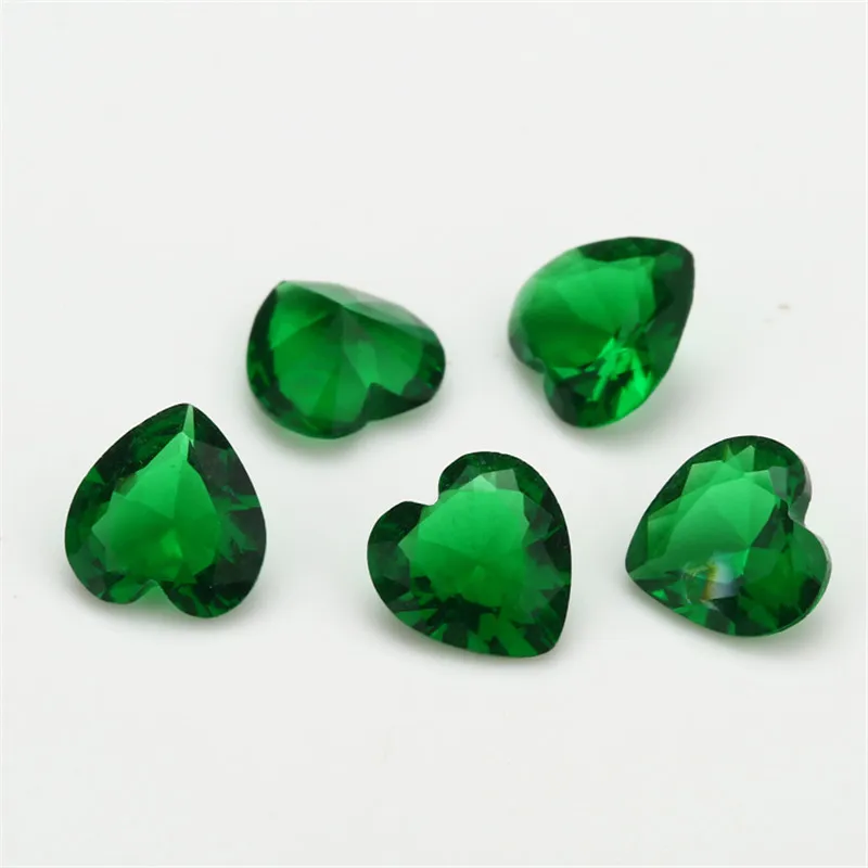 Size 3x3~12x12mm Heart Shape Loose Glass Stone Synthetic Gems Rose Red Sea Blue Green White Black Garnet