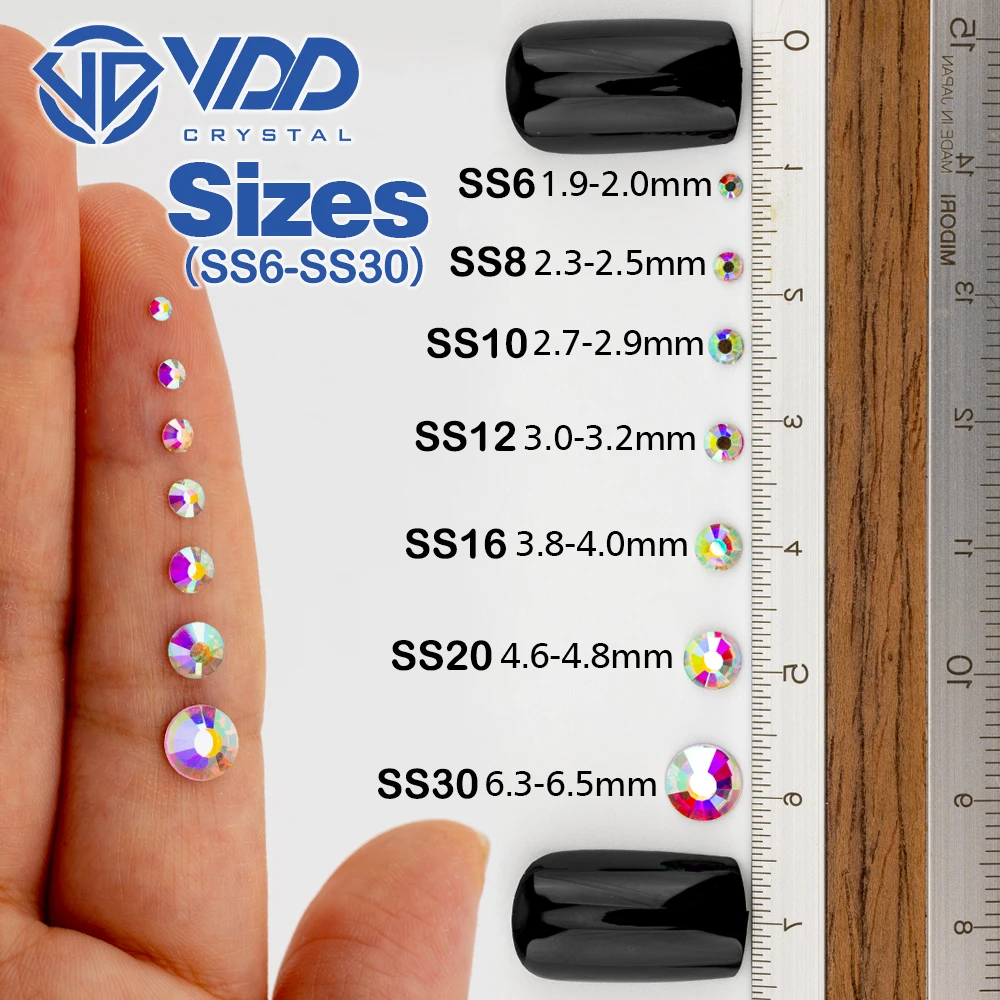 VDD Multi-color ACME+Series Top Quality Glass Hot-Fix Rhinestones Crystal AB Flatback Glitter Strass Stones For Fabric Garment