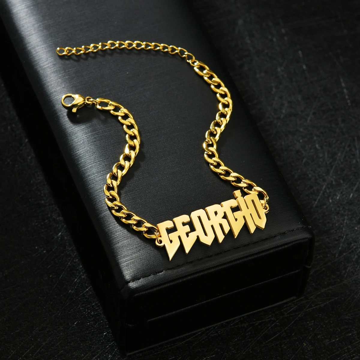 Atoztide New Customized Name Bracelet Personalized Thick Chain for Women Stainless Steel Gold Color Bangle Chrismas Gift 