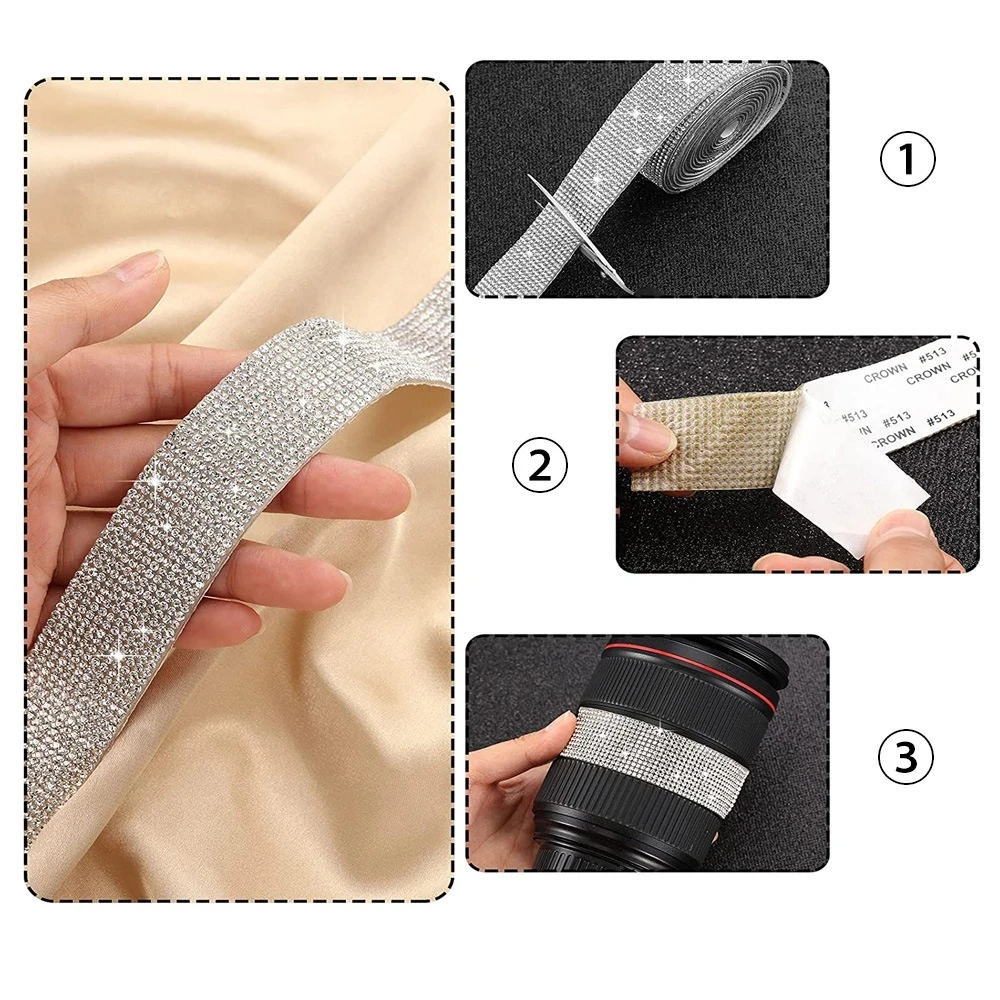 1 Yard Self Adhesive AB Crystal Rhinestone Sticker Diamond Ribbon Sticker Colorful Rhinestones for Art Craft DIY Car Phone Decor