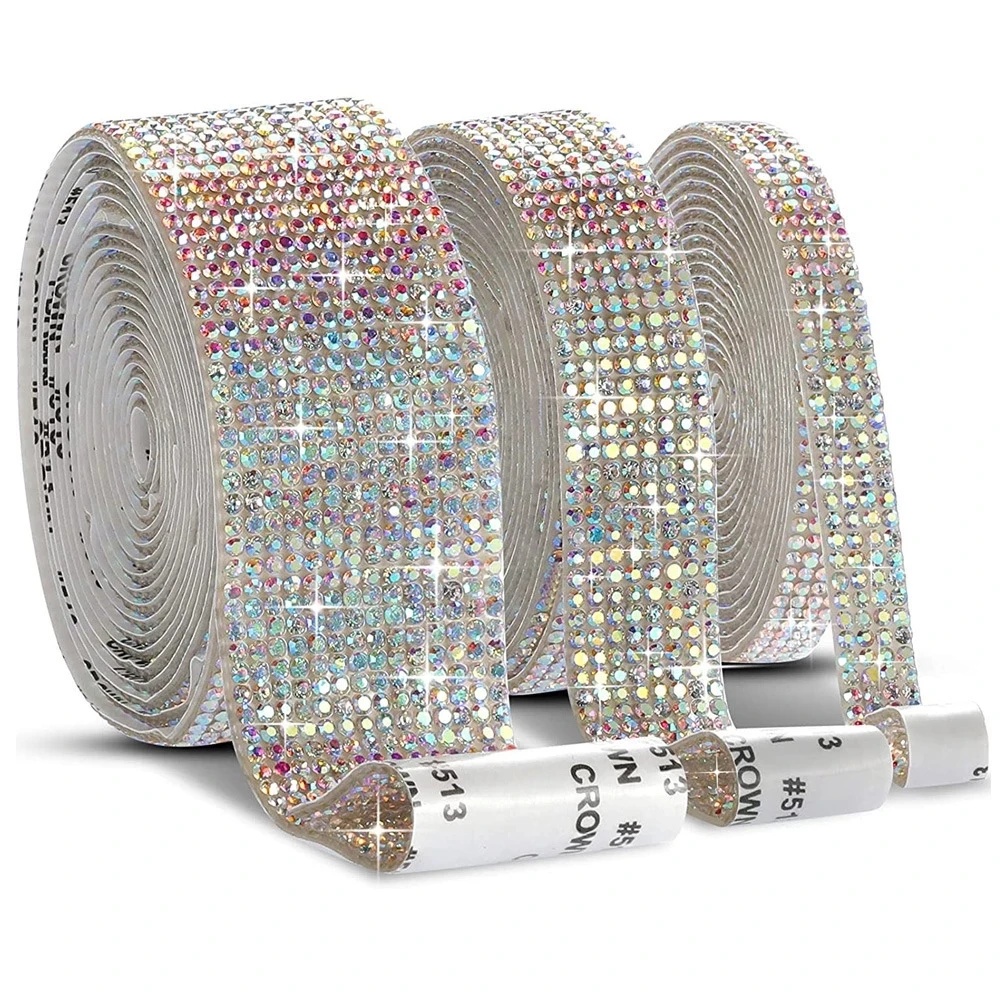 1 Yard Self Adhesive AB Crystal Rhinestone Sticker Diamond Ribbon Sticker Colorful Rhinestones for Art Craft DIY Car Phone Decor