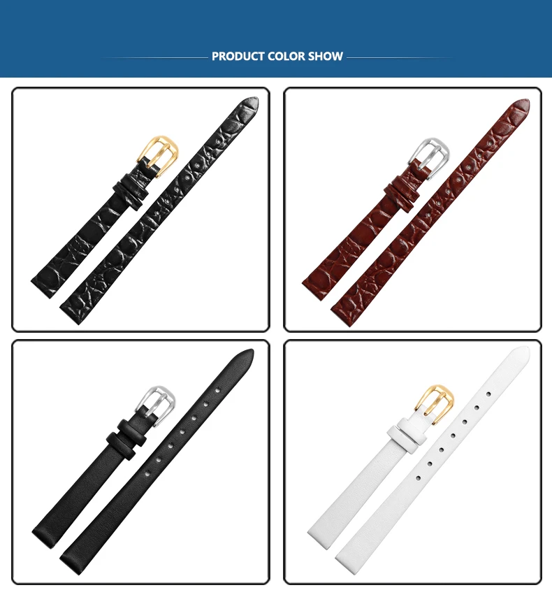 Cowhide Watch Bracelet womens fashion watchband wristwatches mini band 6mm 7mm 8mm 10mm 12mm red white color small strap
