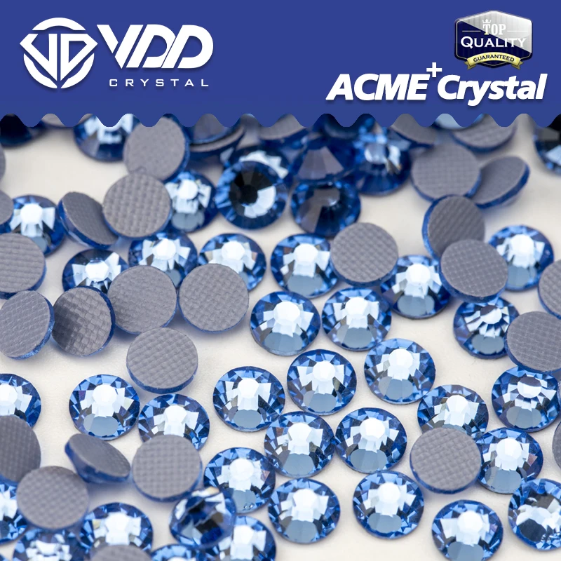 VDD Aquamarine/Lt.Sapphire/Indicolite/Capri Blue/Sapphire/Montana ACME+Series Glass Rhinestones Flatback Hot-Fix Crystal