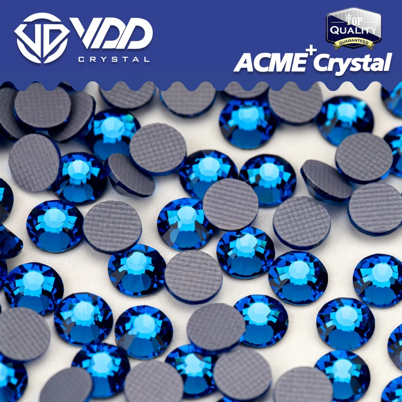 VDD Aquamarine/Lt.Sapphire/Indicolite/Capri Blue/Sapphire/Montana ACME+Series Glass Rhinestones Flatback Hot-Fix Crystal