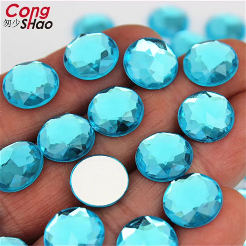 60pcs 14mm Round Acrylic Rhinestones Applique Stones And Crystals Flat Back Beads DIY Garment Crafts Accessories WC765