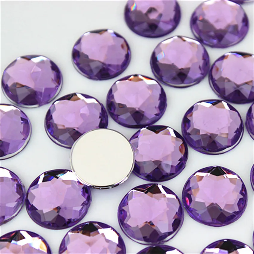 60pcs 14mm Round Acrylic Rhinestones Applique Stones And Crystals Flat Back Beads DIY Garment Crafts Accessories WC765