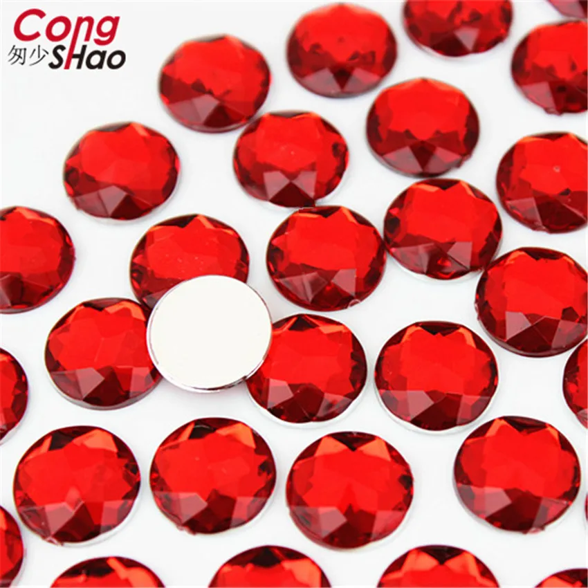 60pcs 14mm Round Acrylic Rhinestones Applique Stones And Crystals Flat Back Beads DIY Garment Crafts Accessories WC765