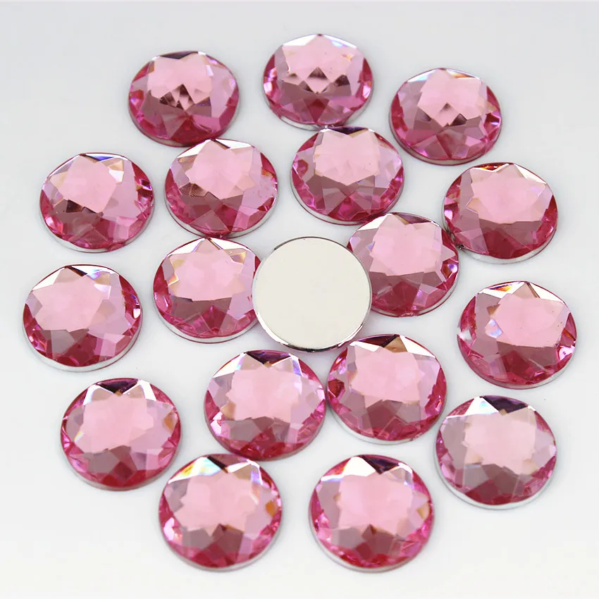 60pcs 14mm Round Acrylic Rhinestones Applique Stones And Crystals Flat Back Beads DIY Garment Crafts Accessories WC765