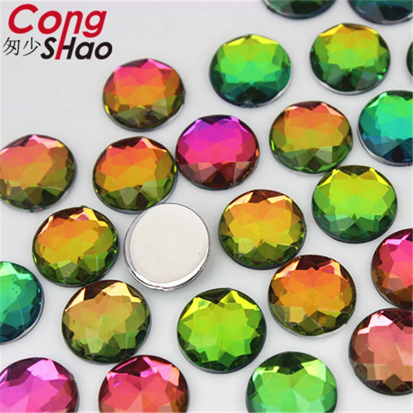 60pcs 14mm Round Acrylic Rhinestones Applique Stones And Crystals Flat Back Beads DIY Garment Crafts Accessories WC765