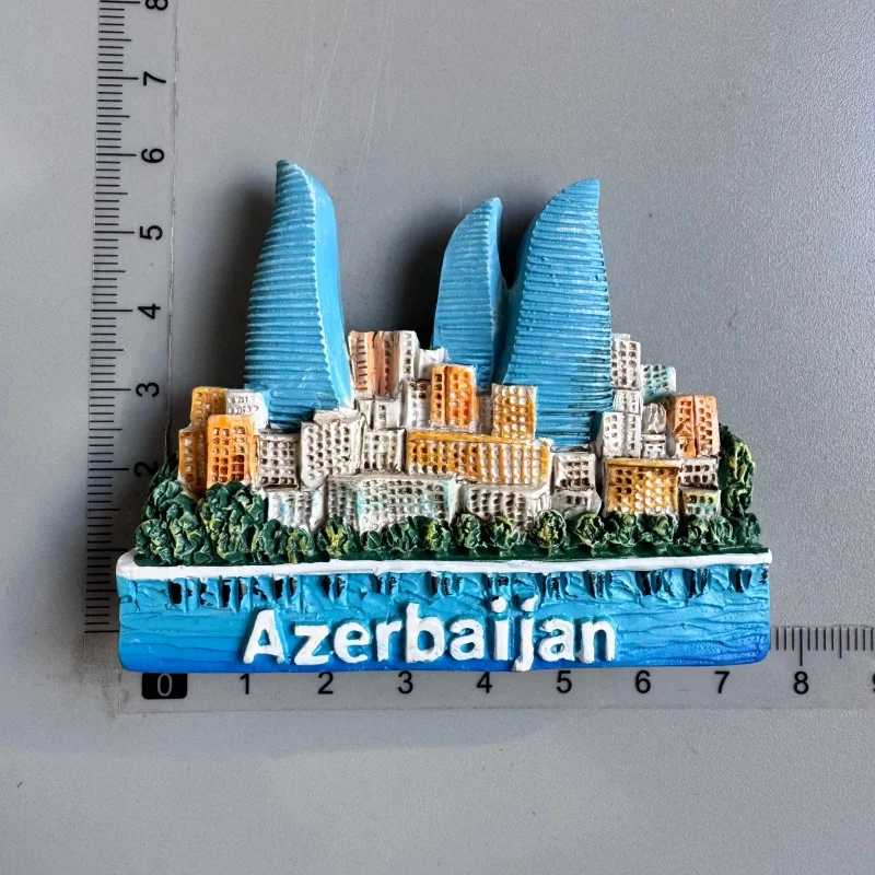 Azerbaijan Fridge Magnets Tourist Souvenir BAKU 3D Resin Magnets Armenia Jordan Collection Travel Gift Home Refrigerators Decor