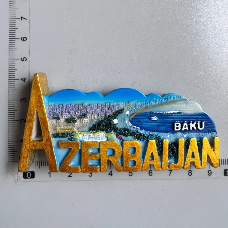 Azerbaijan Fridge Magnets Tourist Souvenir BAKU 3D Resin Magnets Armenia Jordan Collection Travel Gift Home Refrigerators Decor