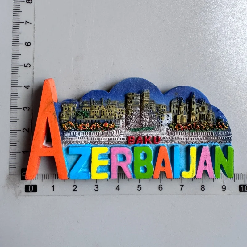 Azerbaijan Fridge Magnets Tourist Souvenir BAKU 3D Resin Magnets Armenia Jordan Collection Travel Gift Home Refrigerators Decor
