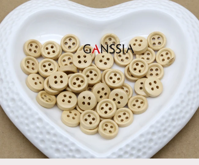 100pcs/lot Size:10mm (0.40') Natural Color Wooden Button for Sewing Wood Buttons Scrapbooking (SS-5008)