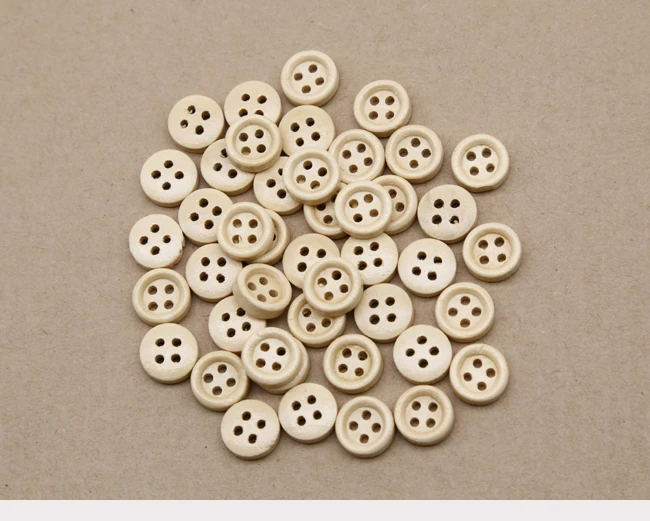 100pcs/lot Size:10mm (0.40') Natural Color Wooden Button for Sewing Wood Buttons Scrapbooking (SS-5008)