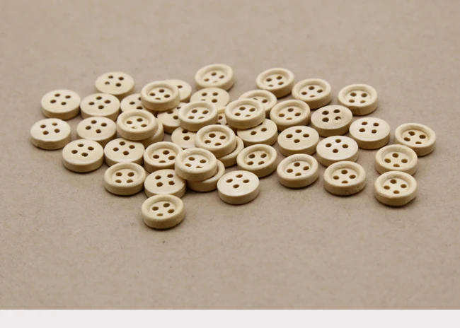 100pcs/lot Size:10mm (0.40') Natural Color Wooden Button for Sewing Wood Buttons Scrapbooking (SS-5008)