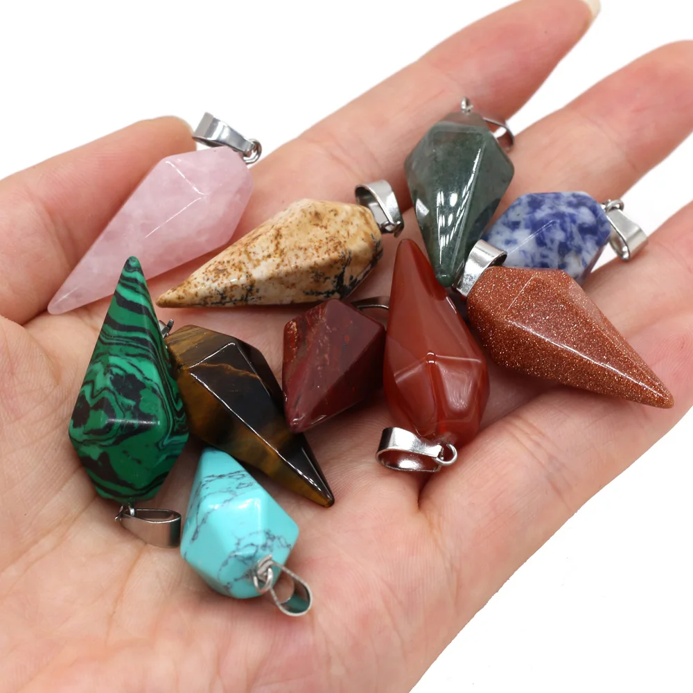 Natural Stone Crystal Agates Pendant Charms Turquoises Healing Reiki Pendants for Women Jewelry Making DIY Charm Necklace Gift