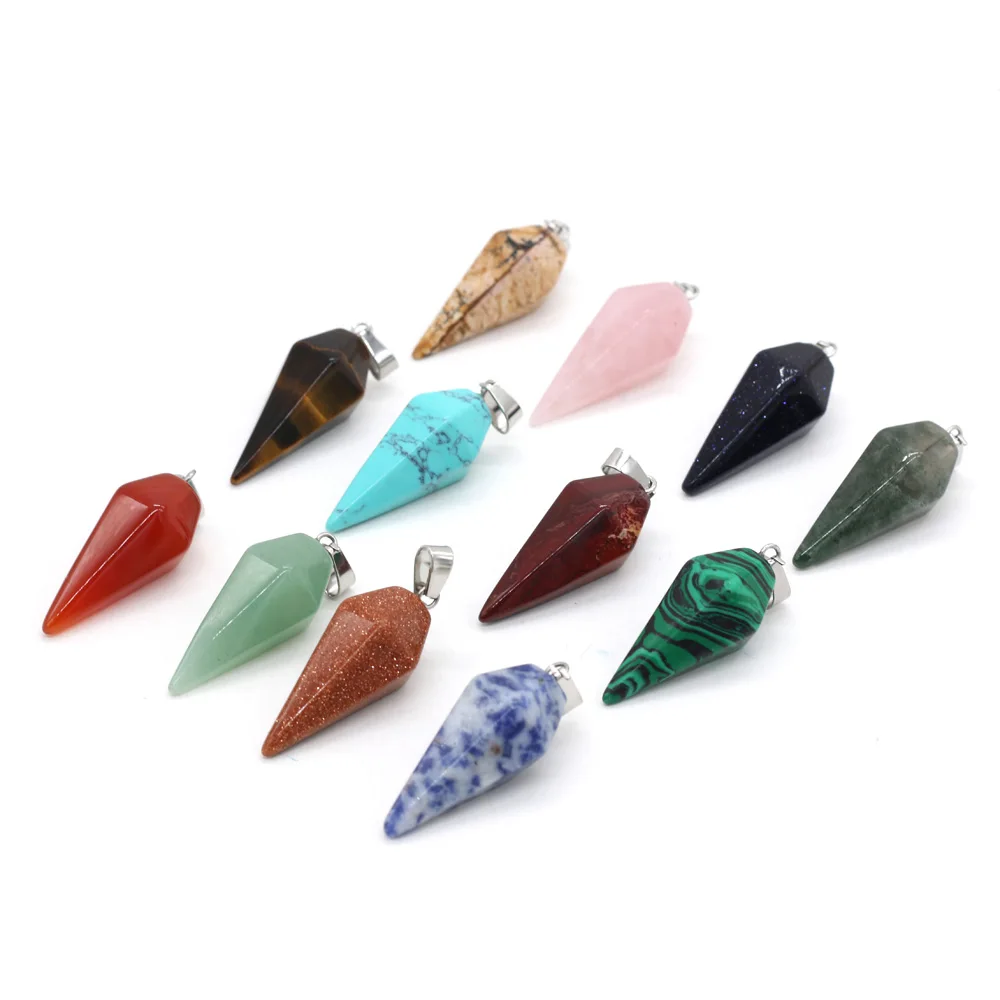 Natural Stone Crystal Agates Pendant Charms Turquoises Healing Reiki Pendants for Women Jewelry Making DIY Charm Necklace Gift