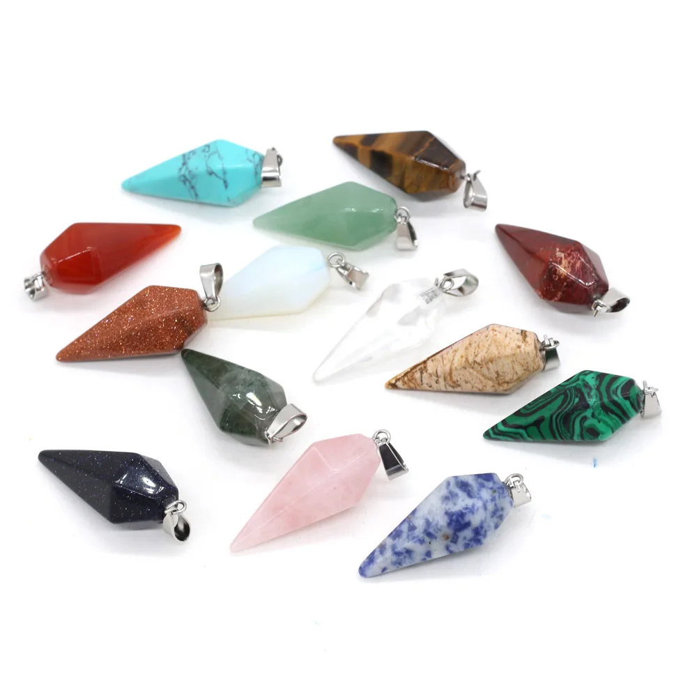 Natural Stone Crystal Agates Pendant Charms Turquoises Healing Reiki Pendants for Women Jewelry Making DIY Charm Necklace Gift