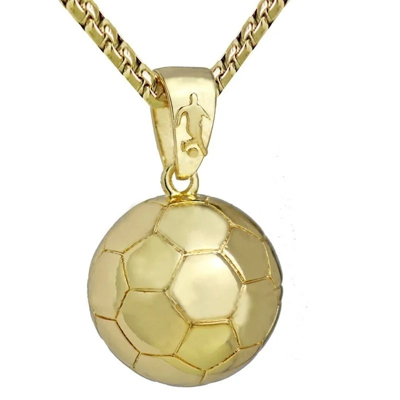 Three-Dimensional Basketball Pendant Necklace Hip-Hop Football Pendant Chains Accessories Men's Sports Ball Round Pendant Chain