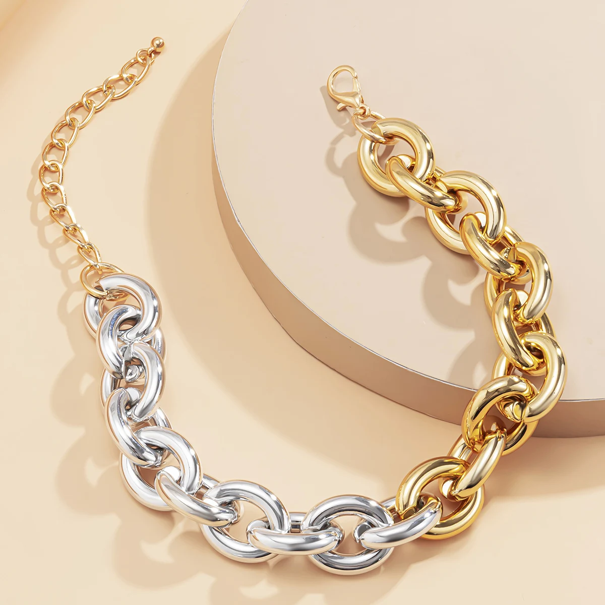 Vintage Thick Edge Cuban Gothic Necklace Women CCB Neck Collar Bone Gold Color Stubby Chain Necklaces Charm Party Jewelry